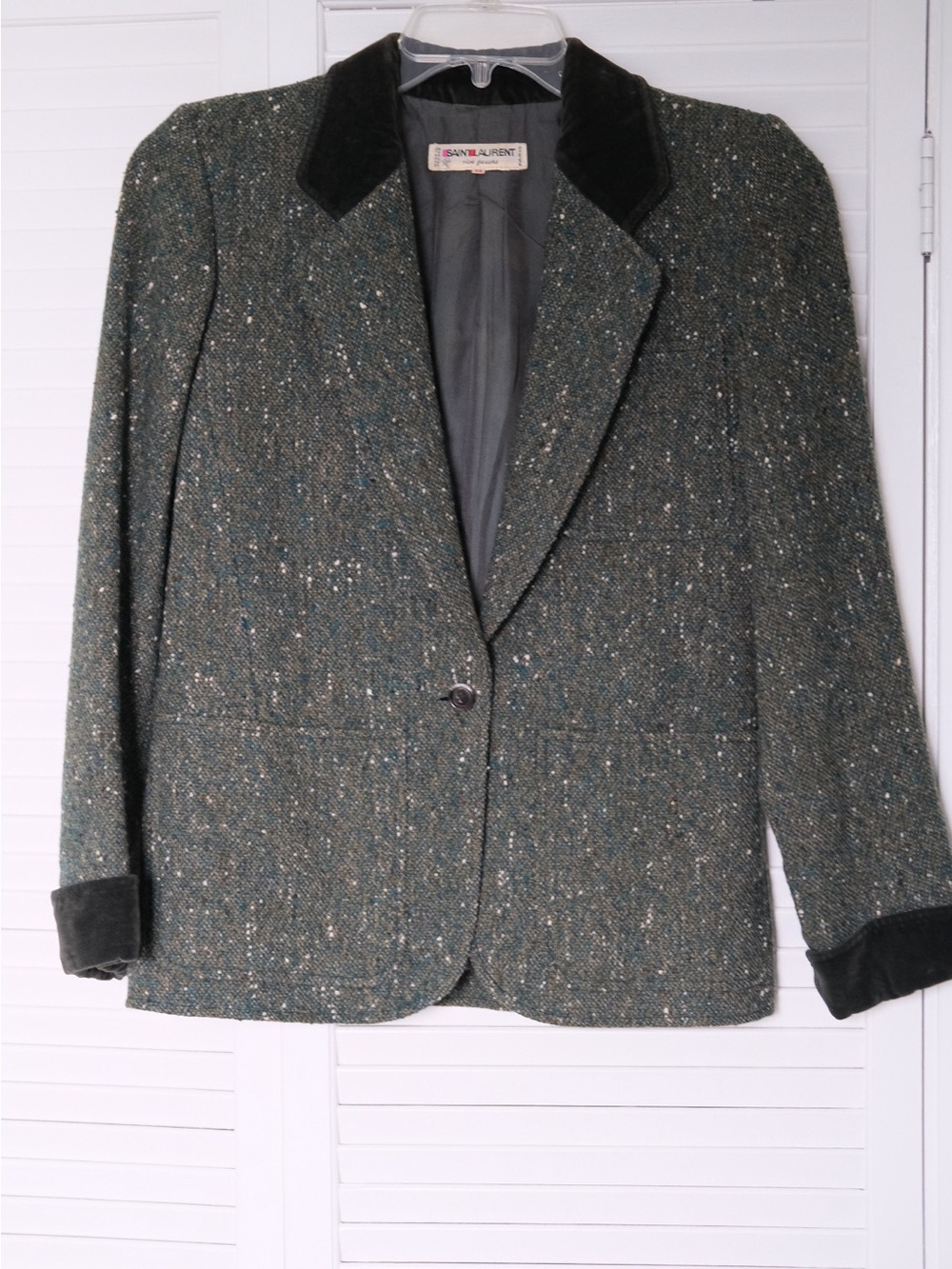 Vintage Saint Laurent Rive Gauche tweed blazer, made in France.